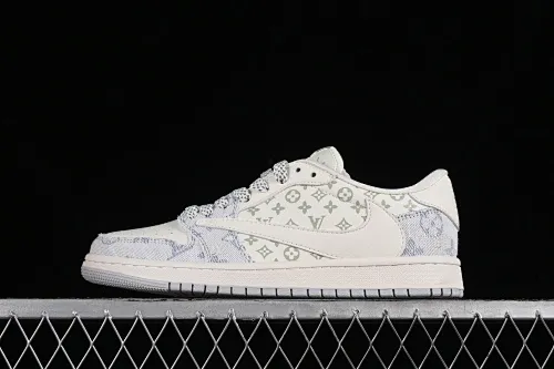 All categories Air Jordan Jordan series basketball shoes Air Jordan 1 Low High-end customized low-top sneakers Travis Scott x Fragment Design x Jordan Air Jordan 1 Low OG SP AJ1 Joe 1 LV washed blue denim low-top cultural casual sneakers SJ2068-007